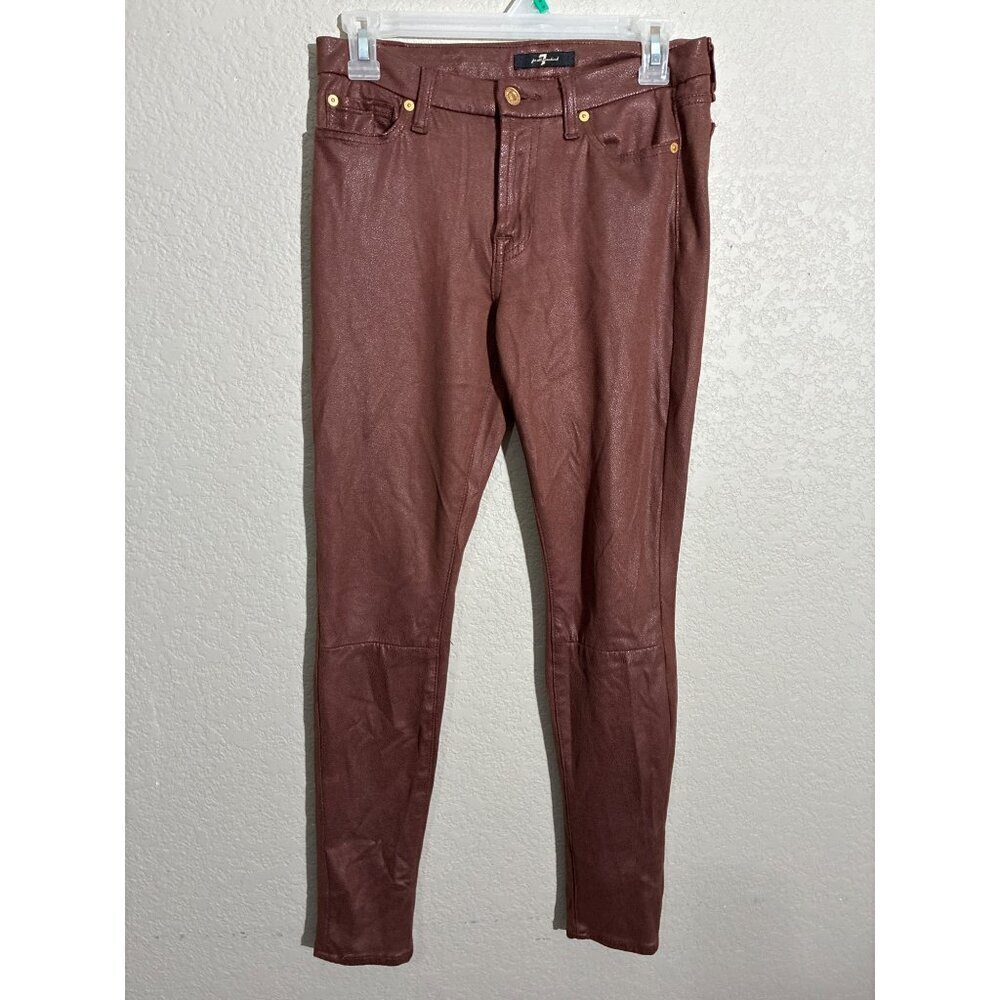 7 For All Mankind  Pants Womens size 27 Metallic Coated Skinny Pants Soft